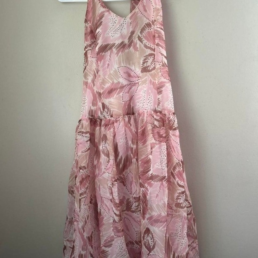 Vintage Alyn Paige New York Pink Halter Midi Dress Boho Wedding Guest Size 9/10